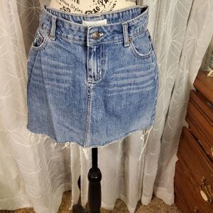 Aeropostale blue wash raw hem jean mini skirt size 7/8 juniors